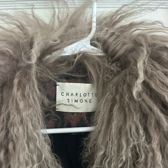 Leopard Print Faux Fur-Trim Trench Coat - Brown - Picture 3 of 5